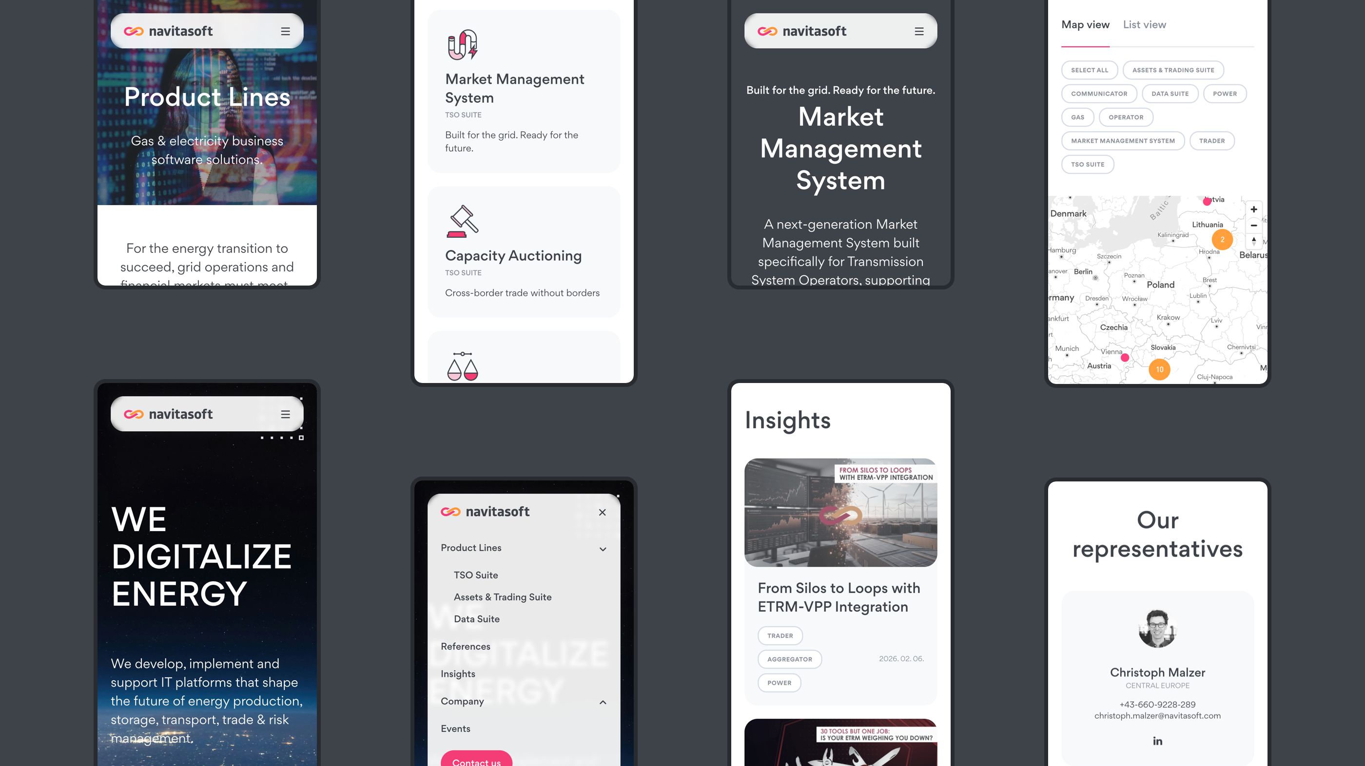 Navitasoft's website - mobile screenshots