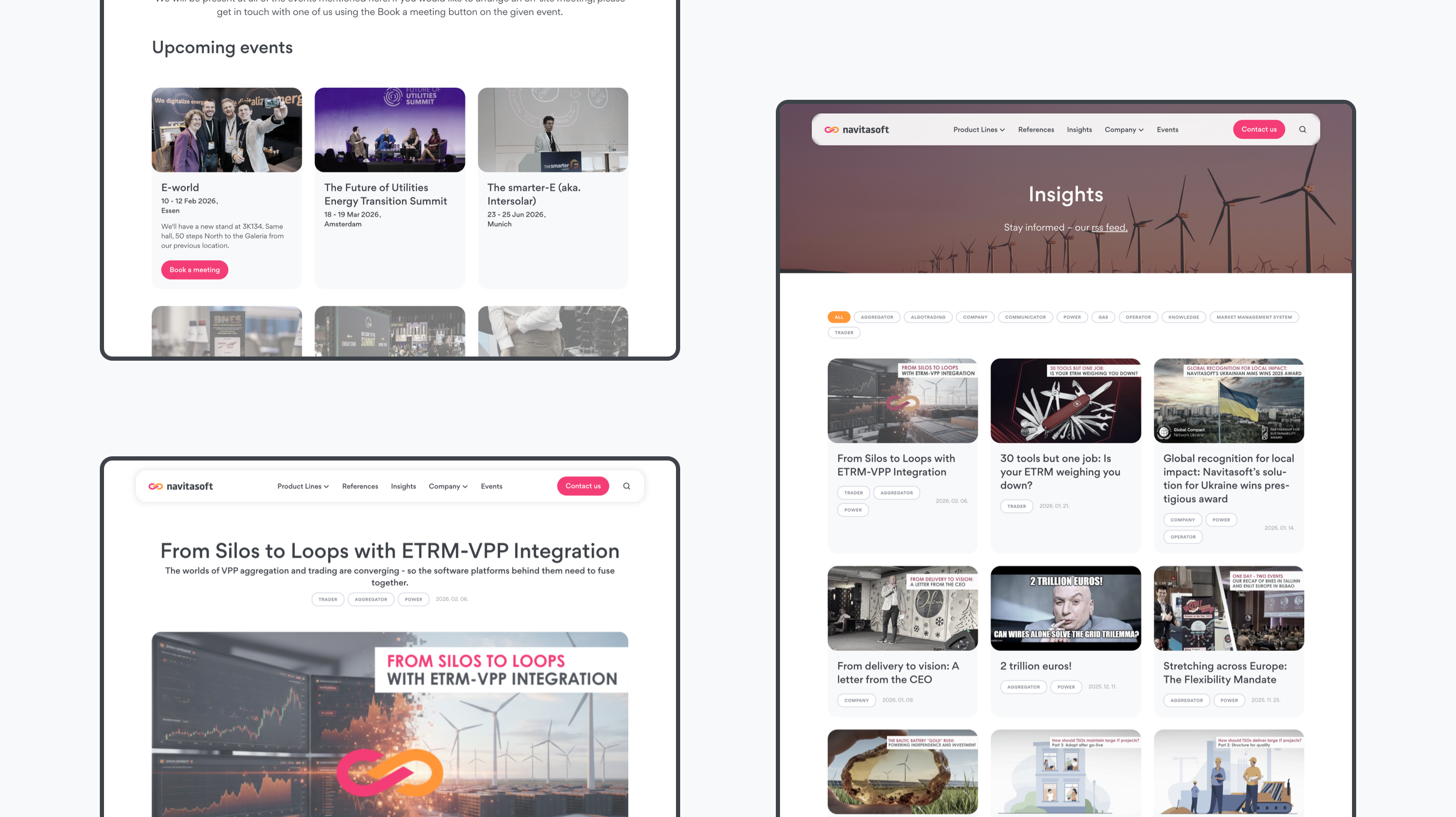 Website layout showcasing articles with thumbnails and titles                      