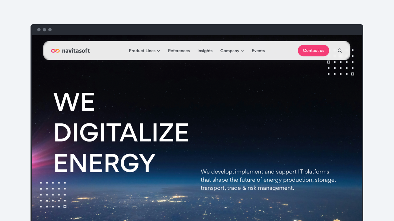 screenshot of Navitasoft's homepage